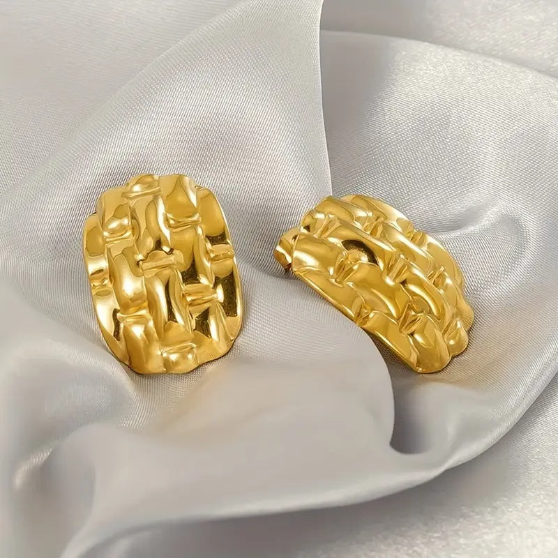 Set aus Europäischen Stil 304 Edelstahl Geflochtenes Design Ohrringe und Halskette